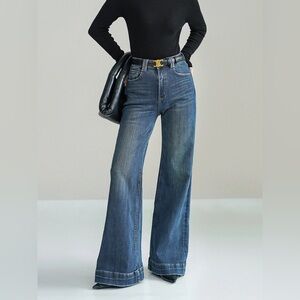 Commense Mid-Waist Bootcut Denim Jeans Without Belt